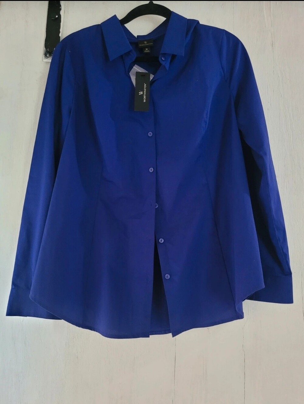 Worthington Women Button-Down Shirt in Royal Blue